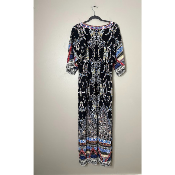 Flying Tomato Maxi Dress Large Kimono Sleeves Boho Empire Waist Colorful Hippie - Picture 6 of 9